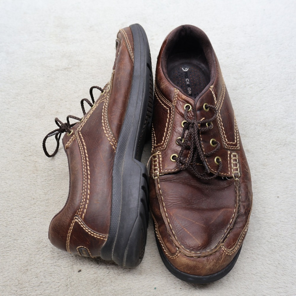 Rockport Mens 10 Oxford Shoes Brown Leather Brevenson Adiprene Casual Walking